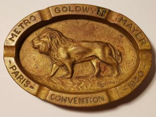 1930 Rare Mgm Brass Ashtray Paris Convention Hollywood Relic Metro Goldwyn Mayer