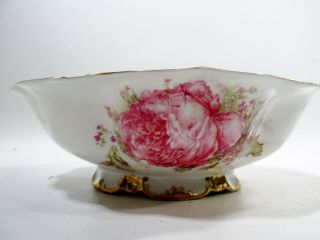 Antique Haviland & Co Limoges France Christmas Rose Footed Serving Bowl Cabbage 8