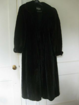 Vintage Mink Fur Coat,  Dark Brown.  Length 51; Size 10.  Brand: I Magnim