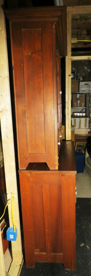 Antique 19th Century primitive Early American step back hutch. 4