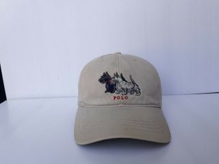Vintage Polo Sport By Ralph Lauren Dogs Cap Hat Khaki Tan Adjustable