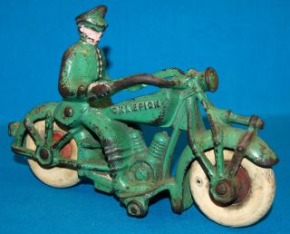 Vintage 1930s Champion Cast Iron Motorcycle Toy