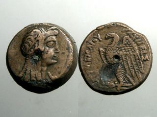 Ptolemy Vi Ae26 Diobol_portrait Of Cleopatra I As Isis_ancient Egypt