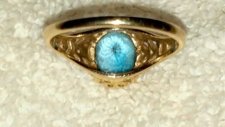 Vtg 14k gold Kabana 7 - 10ct natural blue Topaz statement ring ring nt scrap 4,  g 2