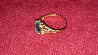 Vtg 14k gold Kabana 7 - 10ct natural blue Topaz statement ring ring nt scrap 4,  g 4