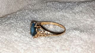 Vtg 14k gold Kabana 7 - 10ct natural blue Topaz statement ring ring nt scrap 4,  g 5