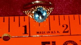 Vtg 14k gold Kabana 7 - 10ct natural blue Topaz statement ring ring nt scrap 4,  g 7