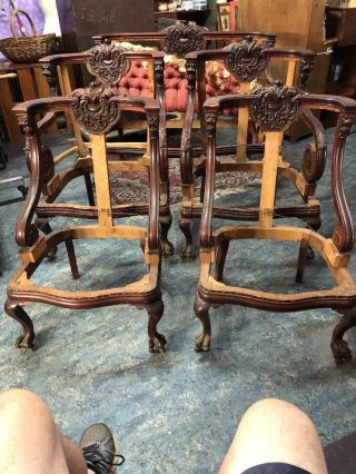 Victorian Rj Horner? 5 Piece Parlor Carved Mahogany Set W/ Griffins & Claw Feet