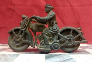 Vintage Iron Art Cast Iron Police Patrol Harley Davidson Motorcycle