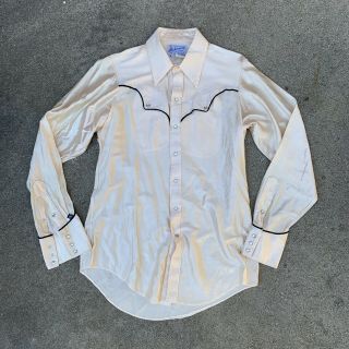 Vtg 50s 60s 70s Rockmount Ranchwear Satin Cowboy Rideo Western Shirt Euc 15.  5