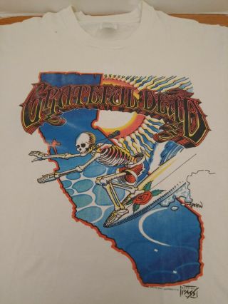 Vintage Grateful Dead Surfing Skeleton T - Shirt Rick Griffin Size L/xl 