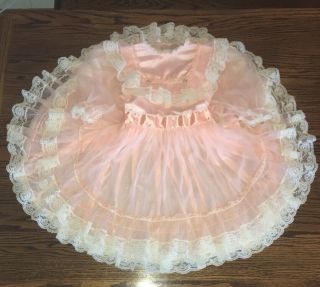 Vintage Girls Ballet Pink Sheer Ruffle Dress Party Pageant Twirl Layered