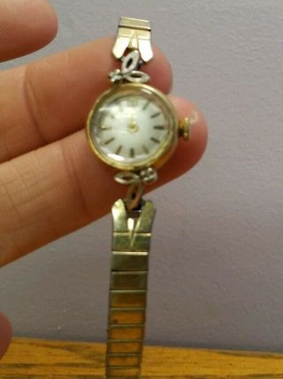 Vintage Rare Tossot Ladies 14k Gold And Diamonds Watch stretch band not 2