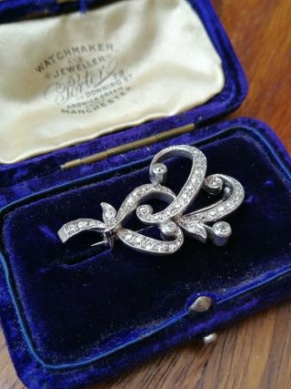 Antique Art Deco Platinum And Diamond Brooch 12