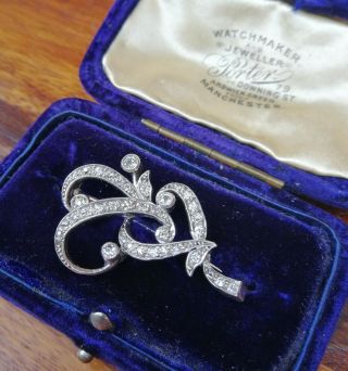 Antique Art Deco Platinum And Diamond Brooch