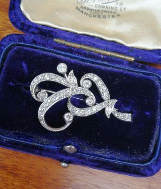 Antique Art Deco Platinum And Diamond Brooch 3