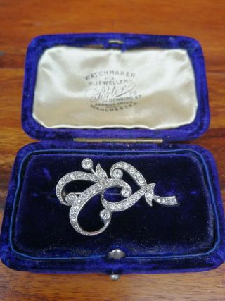 Antique Art Deco Platinum And Diamond Brooch 5