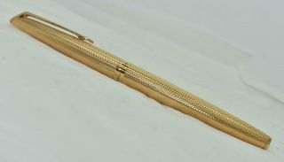Vintage Waterman Cf Fountain Pen Gold Plated Barley Corn Pattern 18k Ob Nib