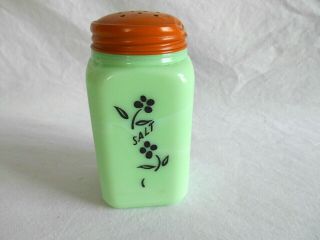 Vintage Mckee Jadite Flower & Vine Range " Salt " Shaker - Jadeite Jade - Ite