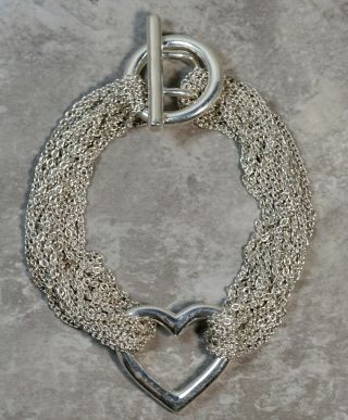 Vintage Tiffany & Co.  Sterling Silver Mesh Heart Toggle Bracelet