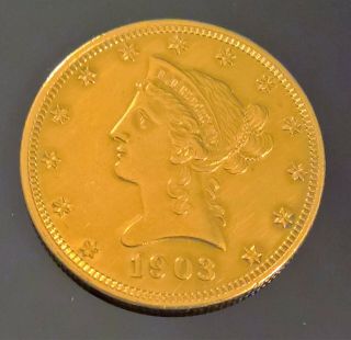 1903 $10 Liberty Gold Eagle Rare Key date AU,  Low mintage (125K) Estate Find 3