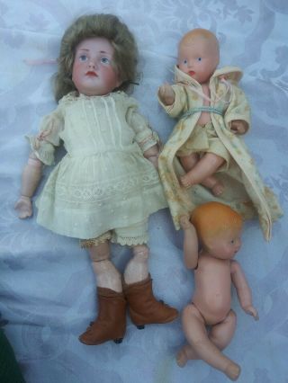 Antique German Bisque Head Character Baby Doll 3 K R Star Mk 114