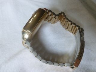 Vintage Men ' s Pulsar Calculator Flick Wrist LED Digital Goldfilled Watch 5