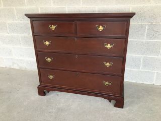 Craftique Chippendale Style Solid Mahogany Bracket Foot 5 Drawer Chest