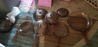 Vintage 11pc.  Corning Ware Visions Amber Visions Cookware Set,