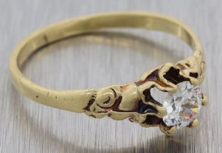 1880s Antique Victorian 10k Yellow Gold.  50ctw Solitaire Diamond Engagement Ring 2