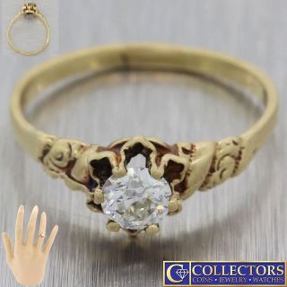 1880s Antique Victorian 10k Yellow Gold.  50ctw Solitaire Diamond Engagement Ring 6