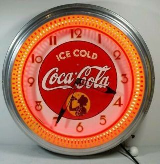Vintage Coca Cola Neon Spinner Clock / Gas Oil / Soda / Sign / Service Station
