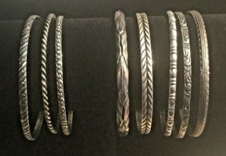 8 Vintage Sterling Silver Bangle Bracelets Beau S Kirk And Son 3 Unsigned 3 Ster