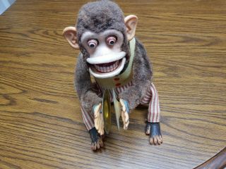 Vintage Musical Jolly Chimp Monkey Toy with Cymbals antique circus carnival 6