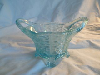 Vintage Northwood Bushel Basket Ice Blue Carnival Glass 8 Sided Basket Scarce Pi