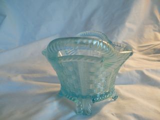 Vintage Northwood bushel basket ice blue carnival glass 8 sided basket scarce pi 3