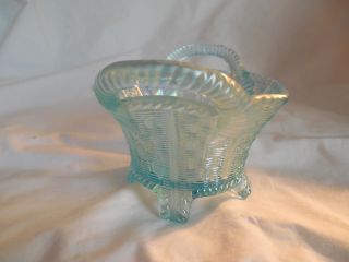 Vintage Northwood bushel basket ice blue carnival glass 8 sided basket scarce pi 5