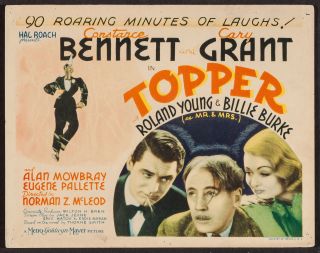 Topper 1937 Title Lobby Card Cary Grant Constance Bennett Lana Turner Ultra Rare
