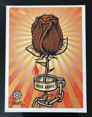 Obey Shepard Fairey Rose Shackle Rise Above 2006 18x24 " Rare Print 229 Of 300