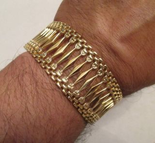 Vintage 14k Gold Bracelet 26.  20 Grams 7 " Long 1 " Wide Pattern