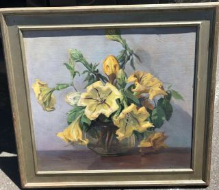 Rare Early California Mary Belle Williams Oil Painting Exhibited Still Life