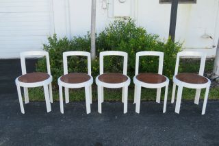 Thonet Style Mid Century Modern Painted Caned Set of 5 Dining Chairs 9816 2