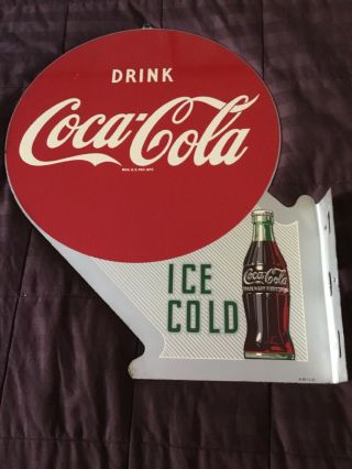 1940’s Vintage Coca - Cola Double Sided Flange Sign