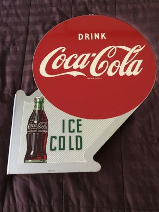 1940’s VINTAGE COCA - COLA DOUBLE SIDED FLANGE SIGN 2