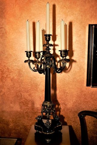 6 Light French Empire Style Marble & Bronze Candelabra ' s RARE Antiques 10