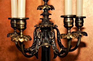 6 Light French Empire Style Marble & Bronze Candelabra ' s RARE Antiques 4