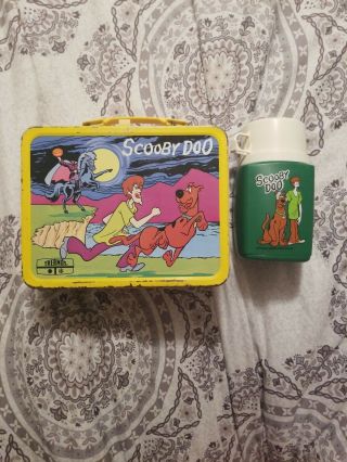 Vintage 1973 Scooby Doo Metal Lunch Box And Thermos By Thermos Hanna Barbera