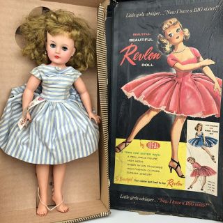 Vintage 1950’s 22” Ideal Revlon Doll Vt - 22 W/ Dress & Box