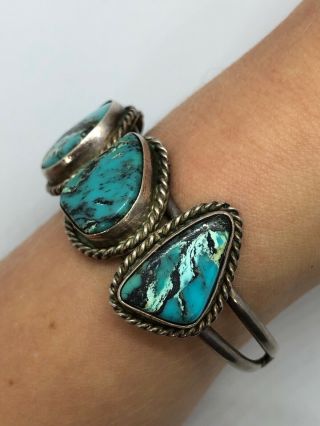Very Rare Vintage Navajo Royston Turquoise Sterling Silver Bracelet Old