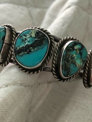 VERY RARE VINTAGE NAVAJO ROYSTON TURQUOISE STERLING SILVER BRACELET OLD 5